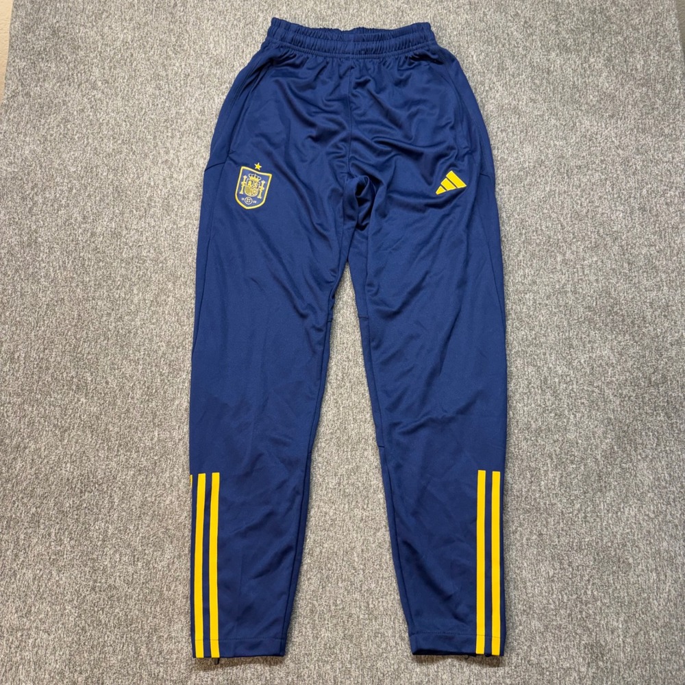 Adidas‎ Spain National Team Soccer Training Pants Mens Medium Navy Blue Yellow